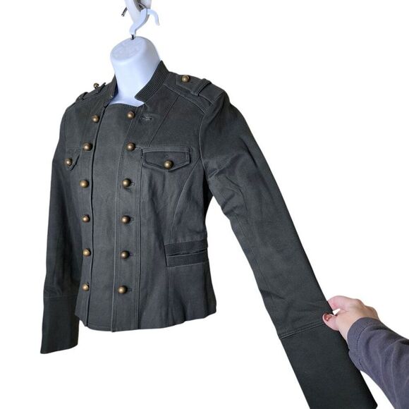 Boston Proper Army Style Jacket Womens Size 2 Military Green - Picture 3 of 7